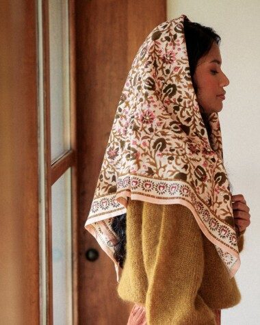 Foulard grand format – Mina rose poudre