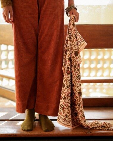 Foulard grand format – Mina rose poudre