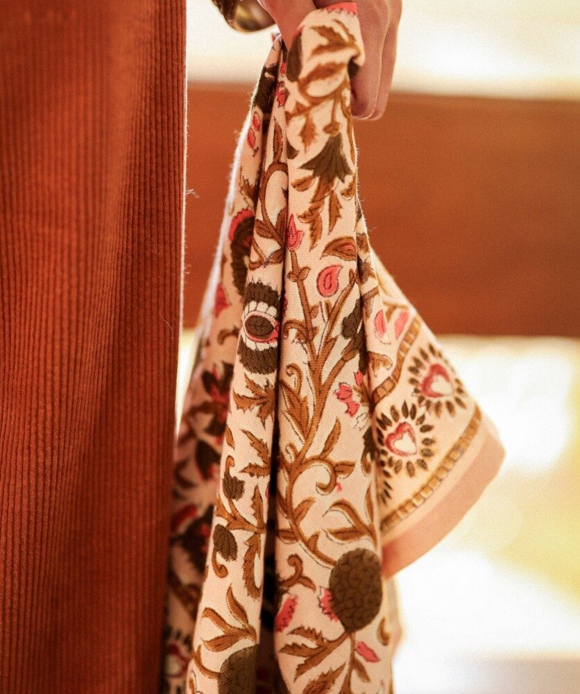 Foulard grand format – Mina rose poudre