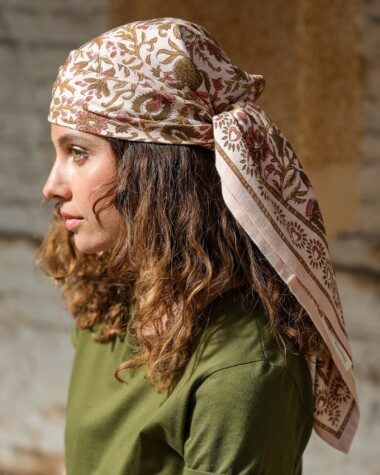 Foulard grand format – Mina rose poudre