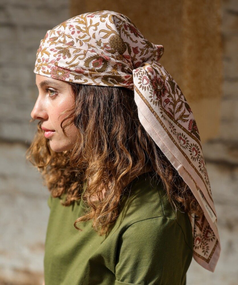 Foulard grand format – Mina rose poudre
