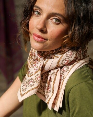 Foulard grand format – Mina rose poudre