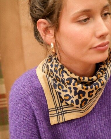Foulard petit format – Léopard camel