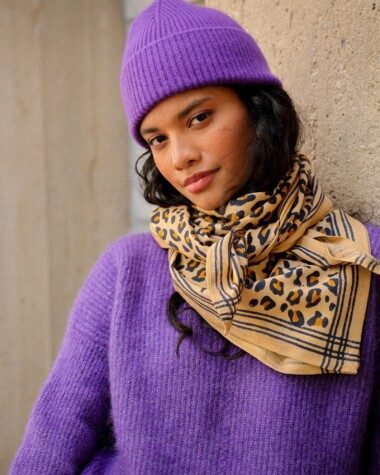 Foulard grand format – Léopard camel
