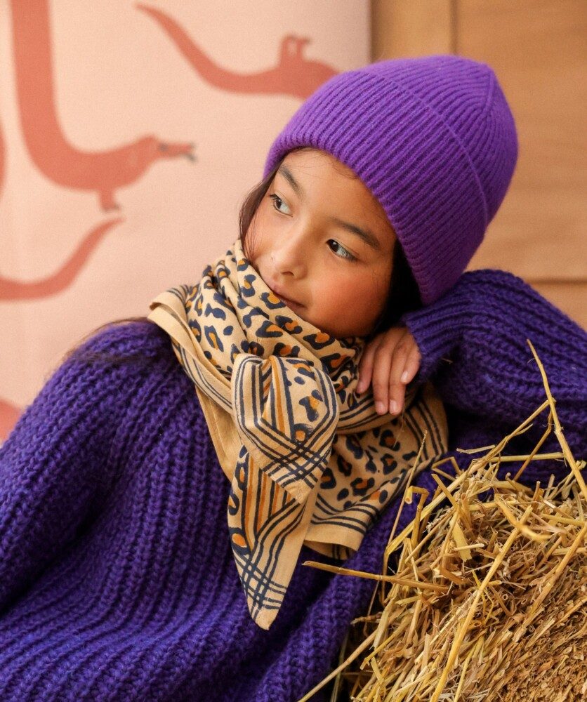 Foulard grand format – Léopard camel