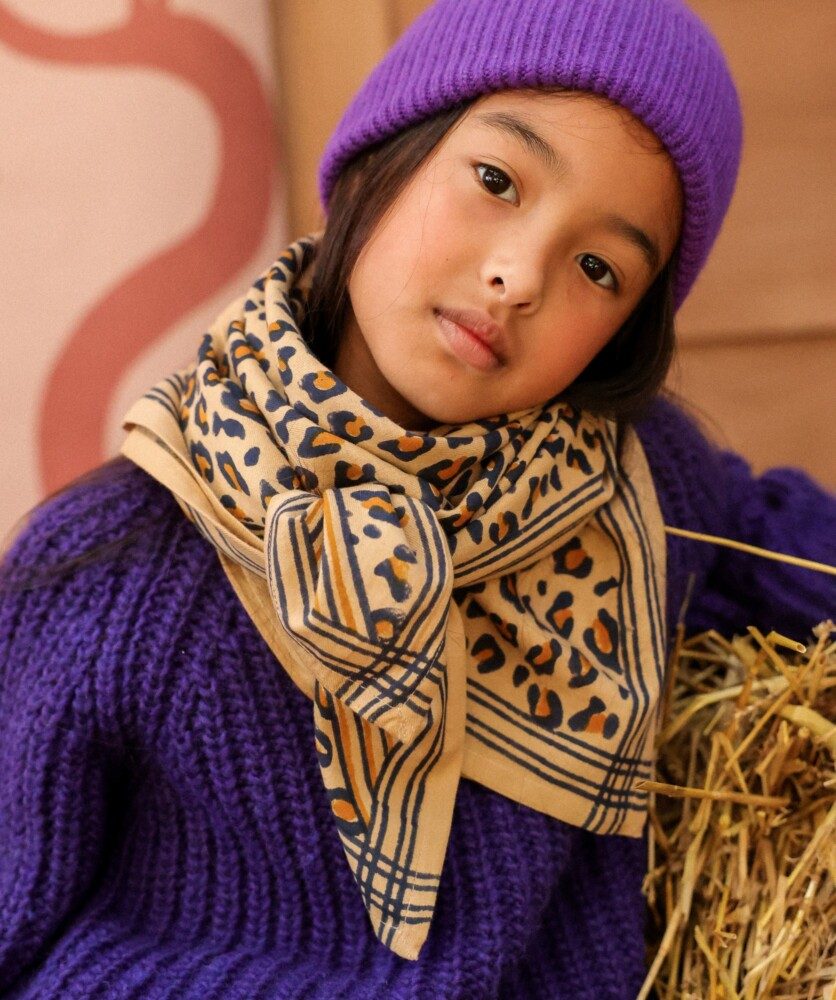 Foulard grand format – Léopard camel