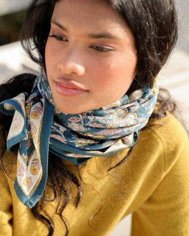 Foulard grand format – Manon Bleu Azur