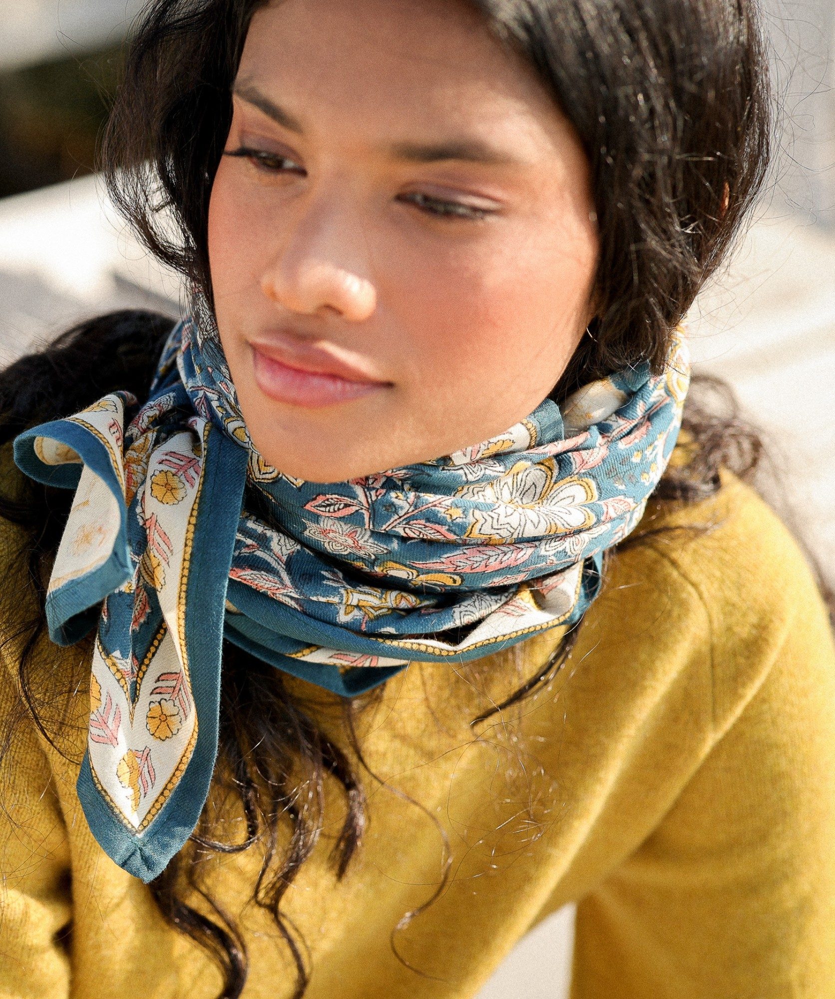 Foulard grand format – Manon Bleu Azur