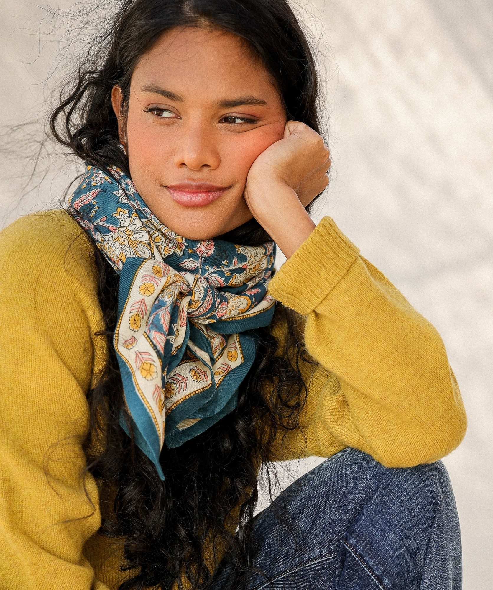 Foulard grand format – Manon Bleu Azur