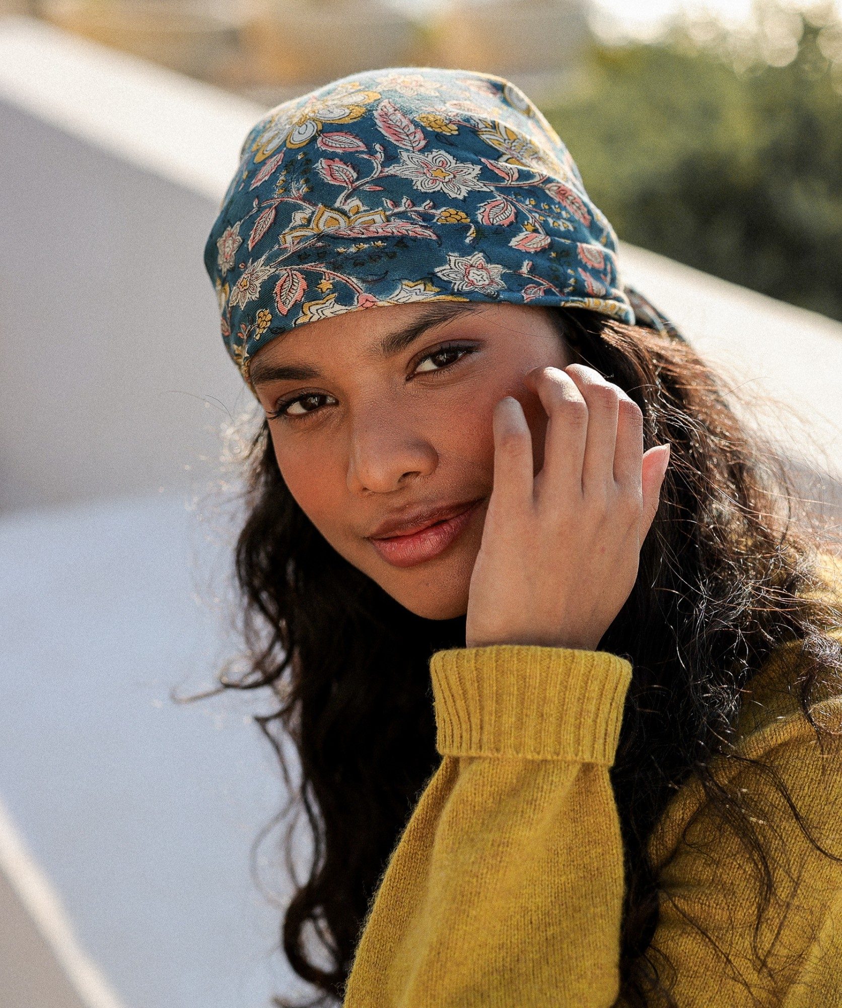 Foulard grand format – Manon Bleu Azur