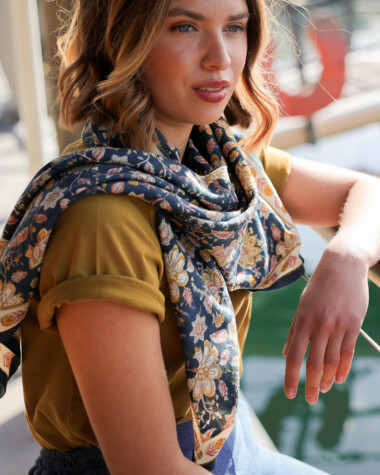 Foulard grand format – Manon Bleu Azur