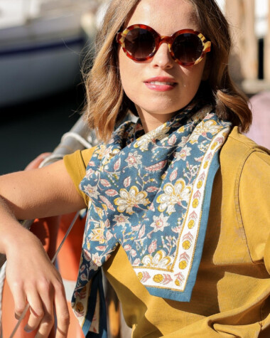 Foulard grand format – Manon Bleu Azur