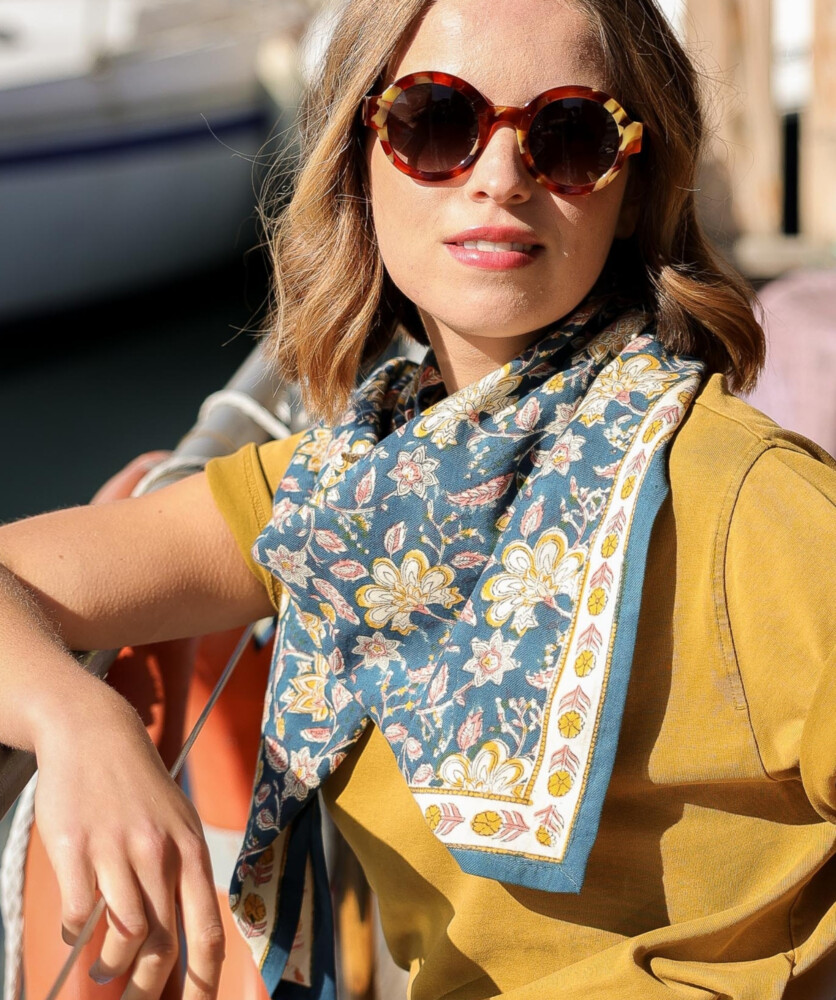 Foulard grand format – Manon Bleu Azur