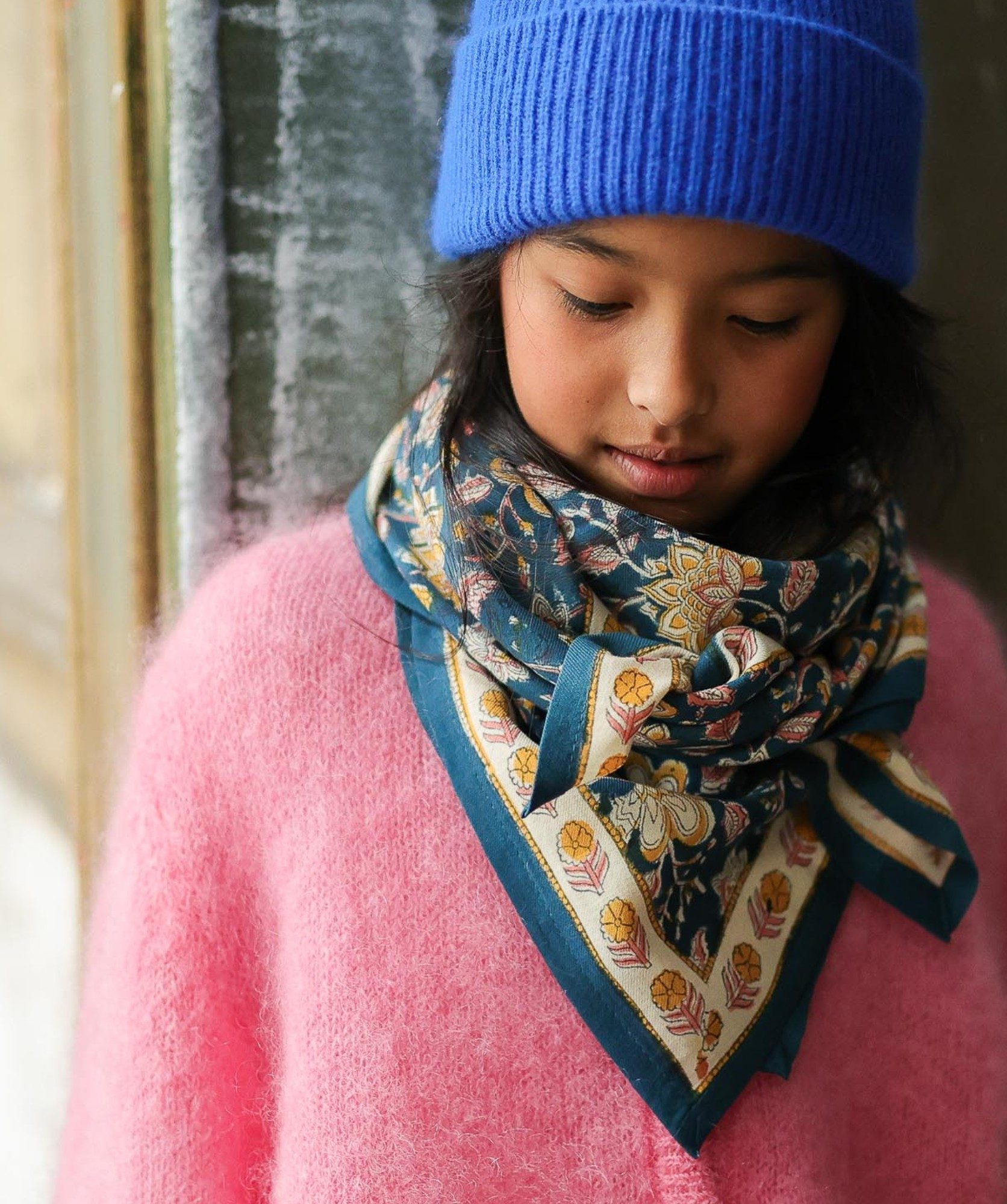 Foulard grand format – Manon Bleu Azur