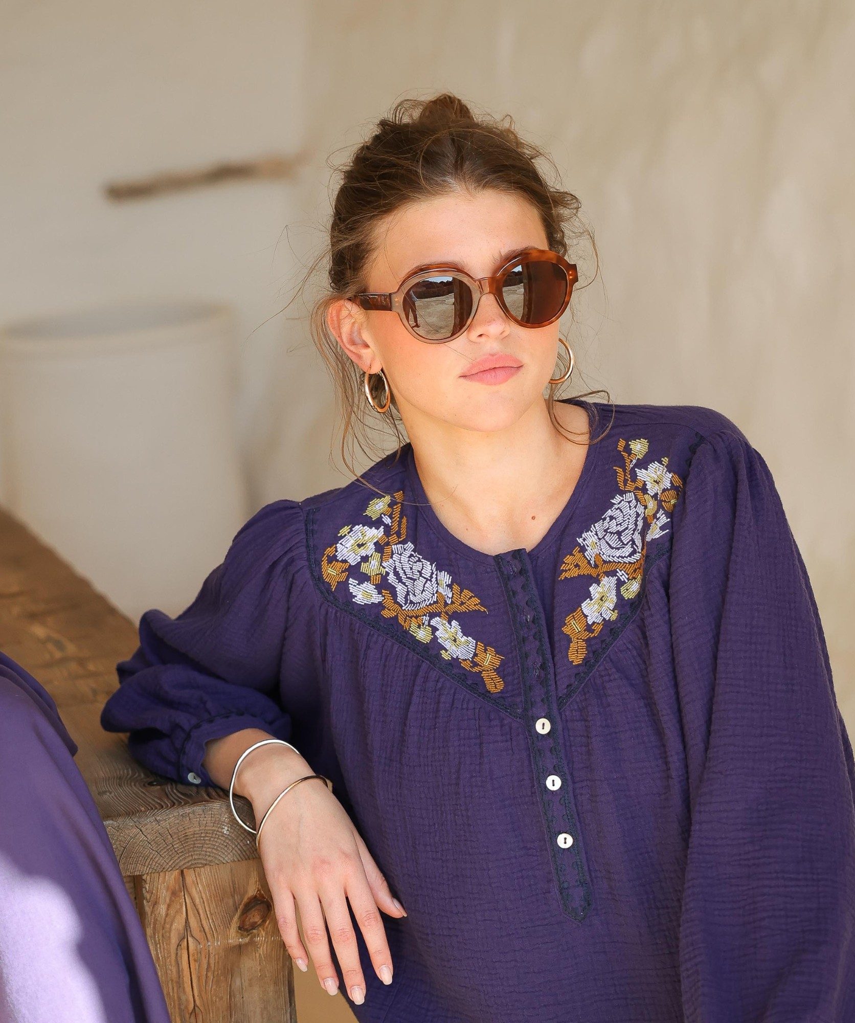 Blouse Fortaleza – Gaze de coton myrtille