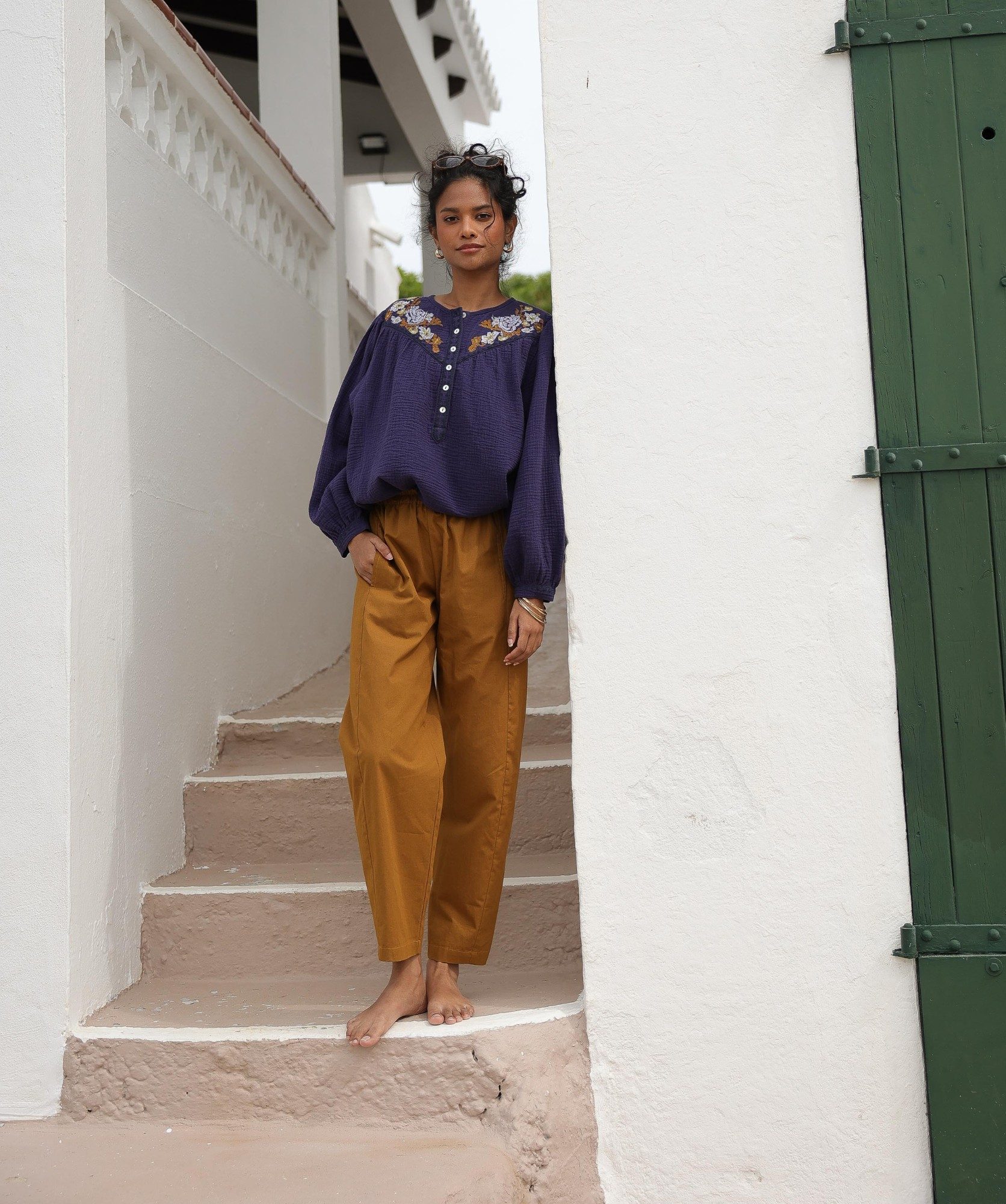 Blouse Fortaleza – Gaze de coton myrtille