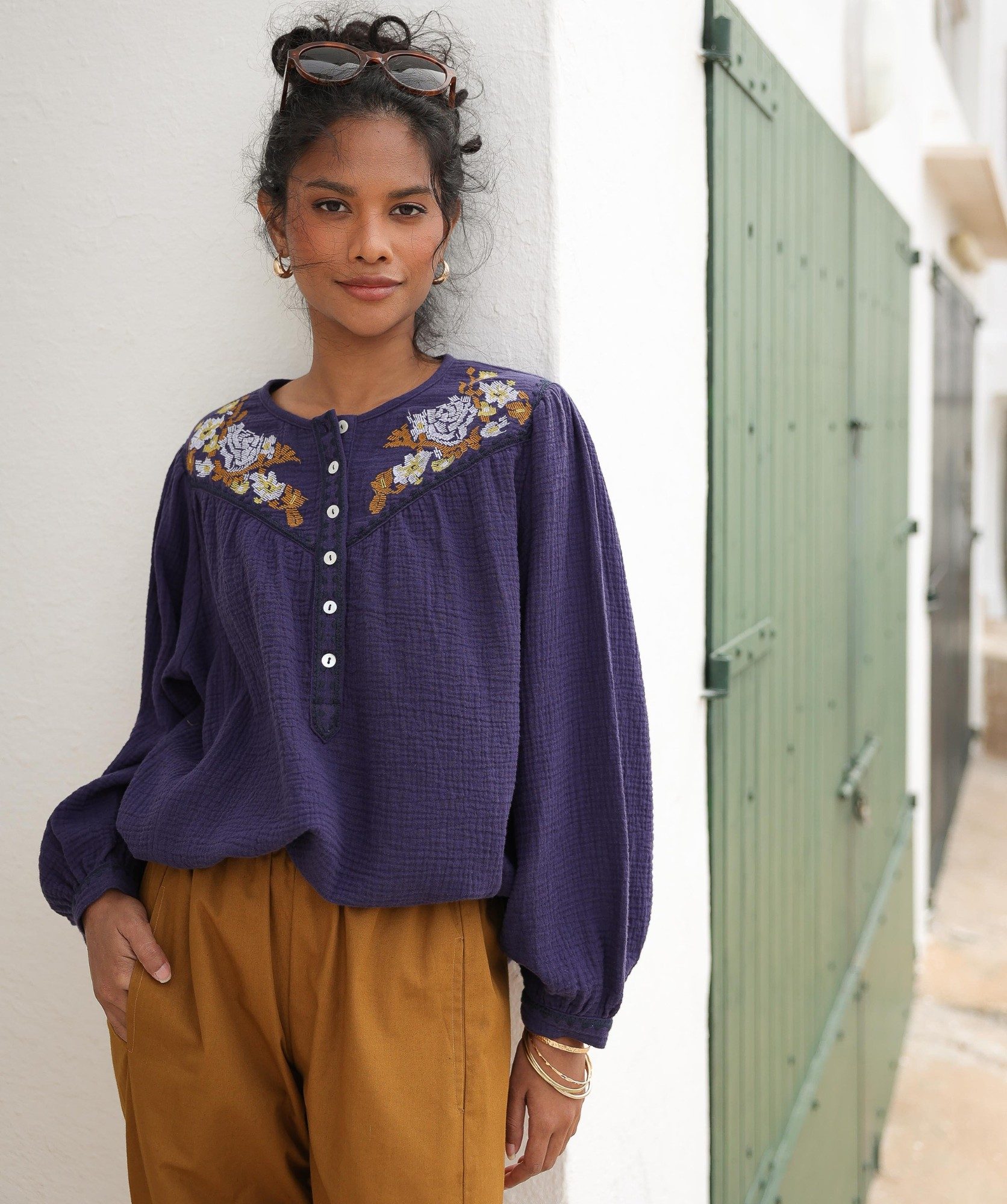 Blouse Fortaleza – Gaze de coton myrtille