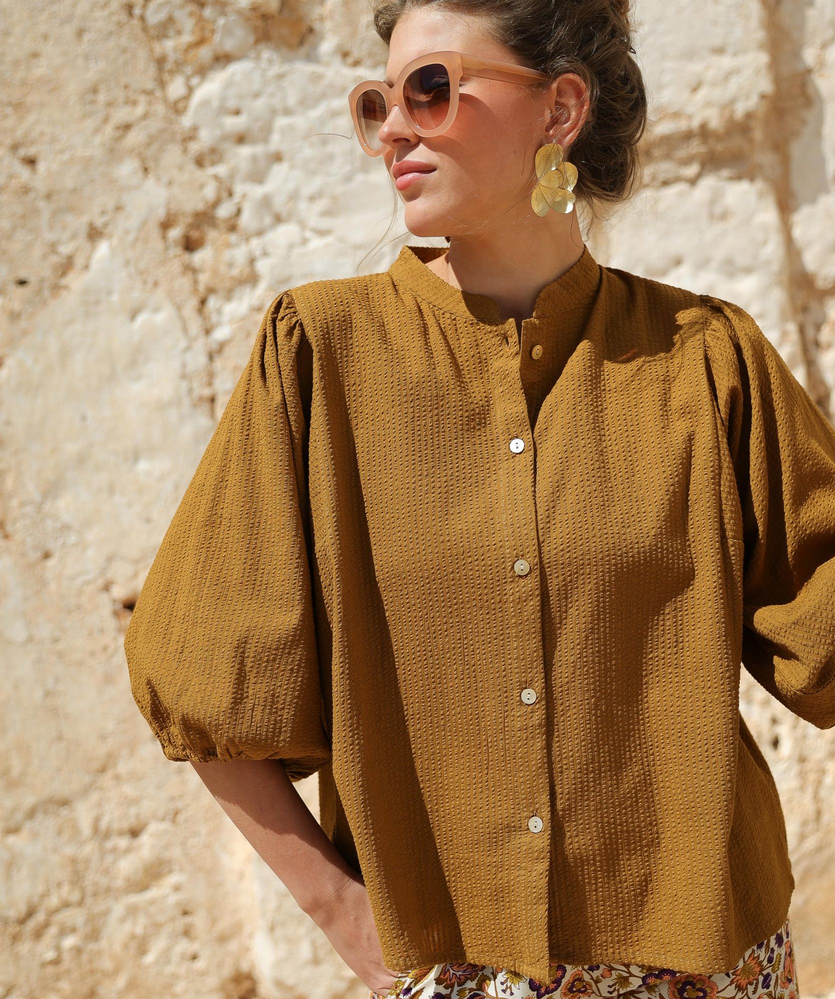Chemise Bergame – Seersucker Havane