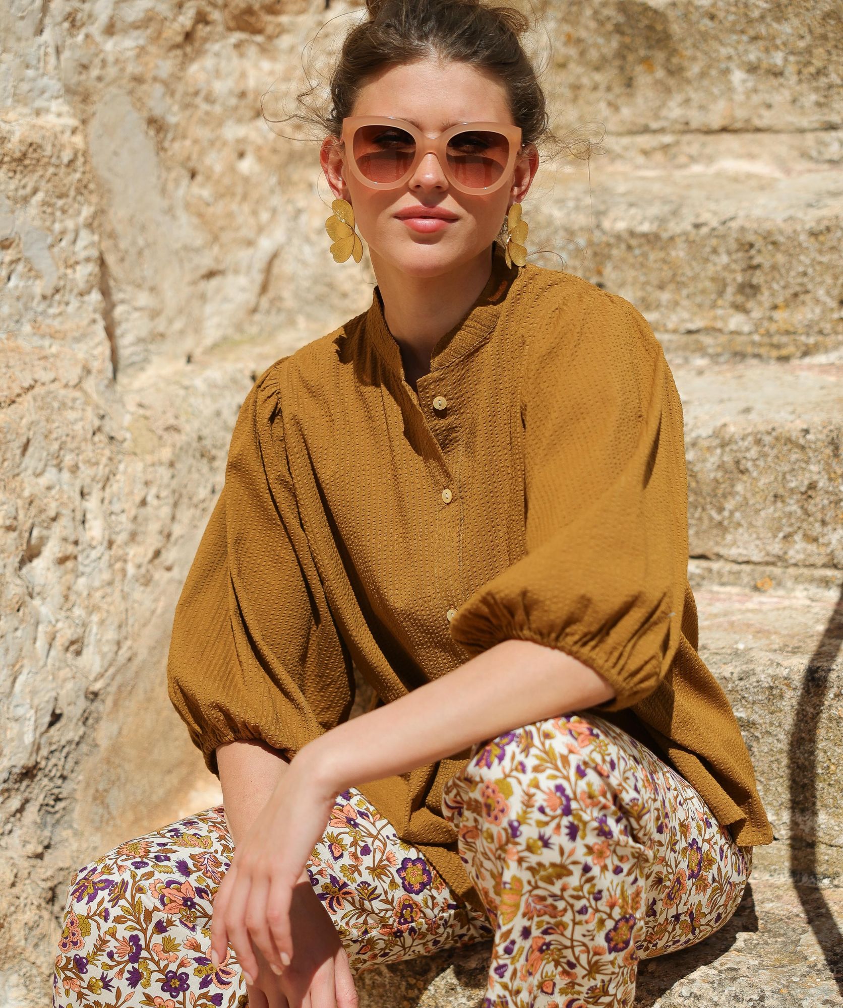 Chemise Bergame – Seersucker Havane