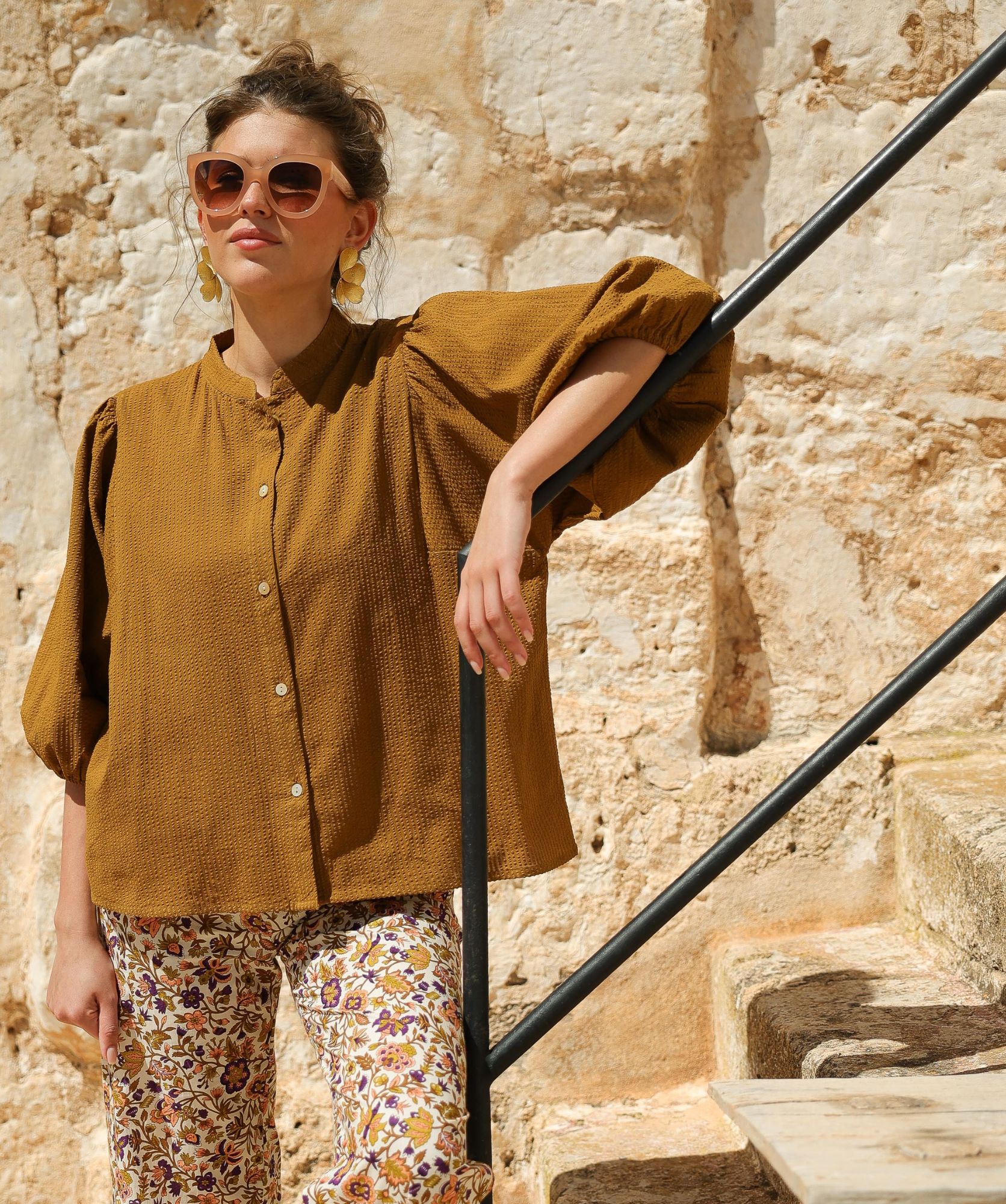 Chemise Bergame – Seersucker Havane