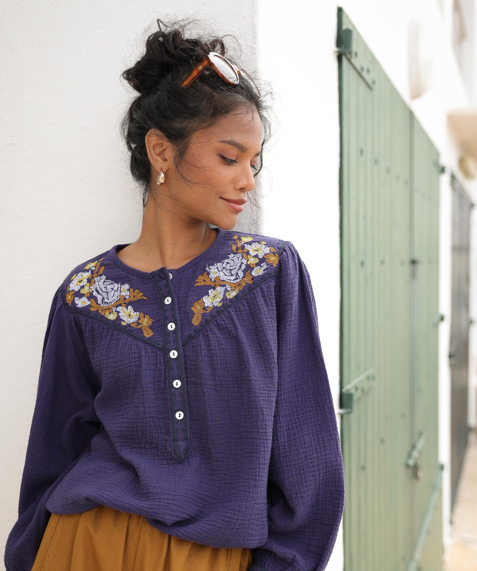 Blouse Fortaleza – Gaze de coton myrtille