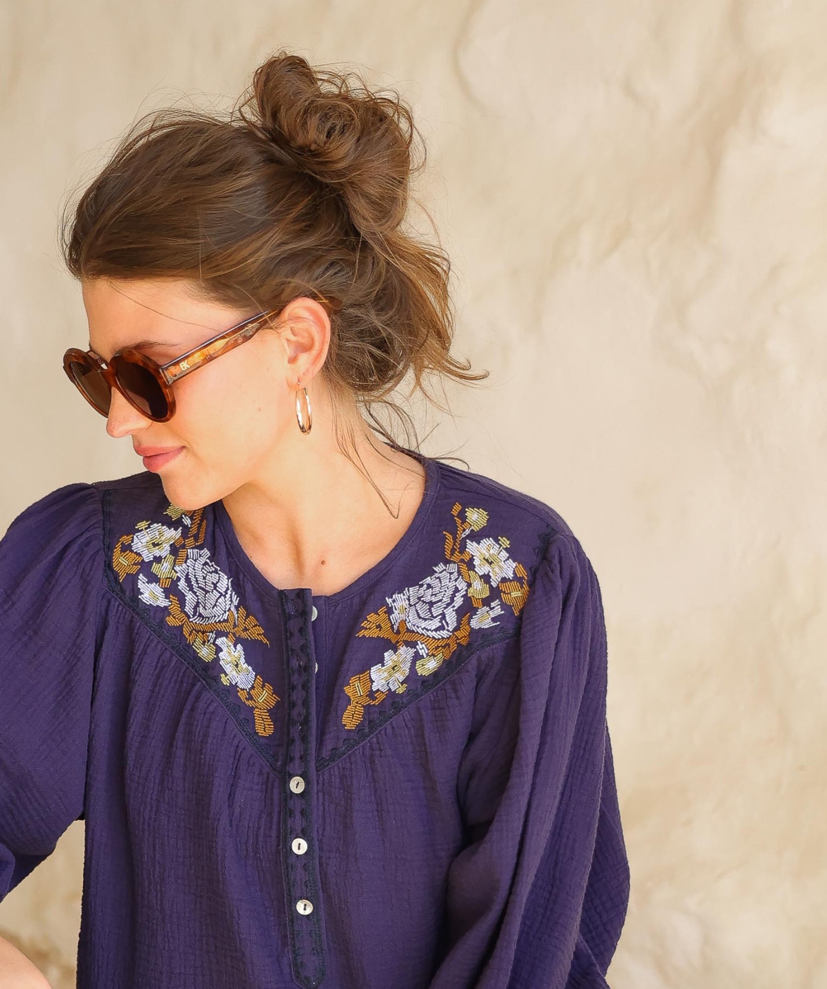 Blouse Fortaleza – Gaze de coton myrtille
