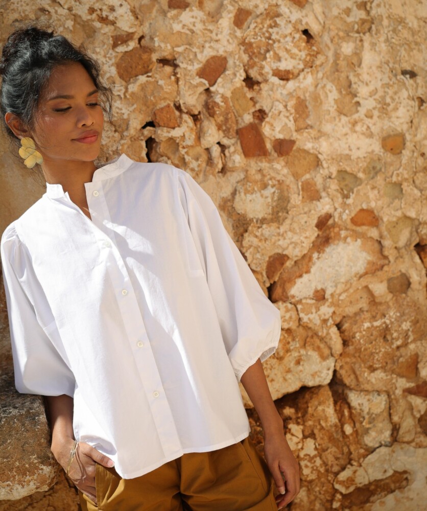 Chemise Bergame – Popeline de coton Blanche