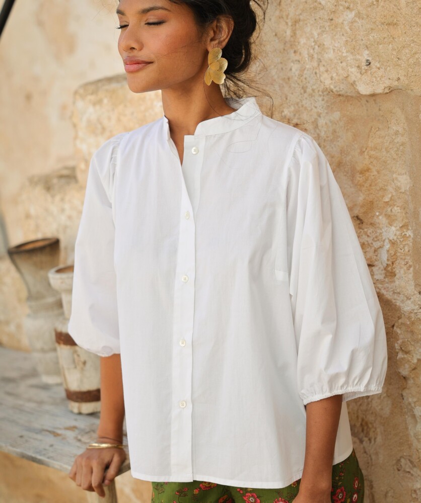 Chemise Bergame – Popeline de coton Blanche