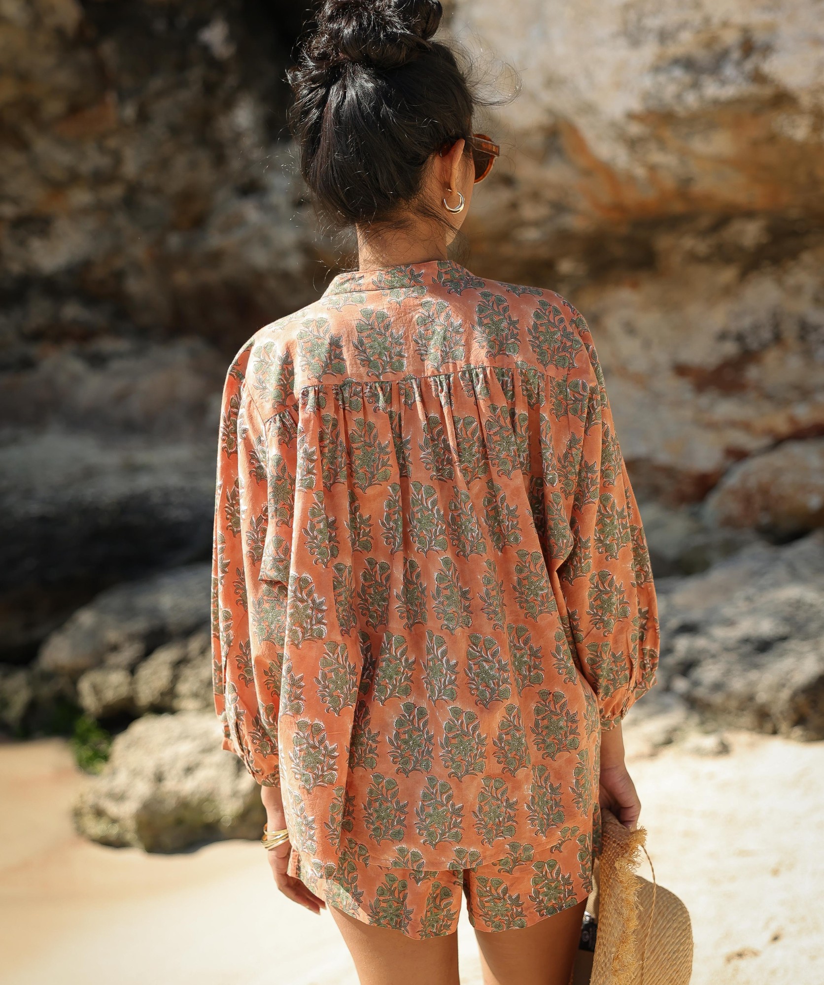 Chemise Brasilia – Imprimé block-print Jasmine terracotta