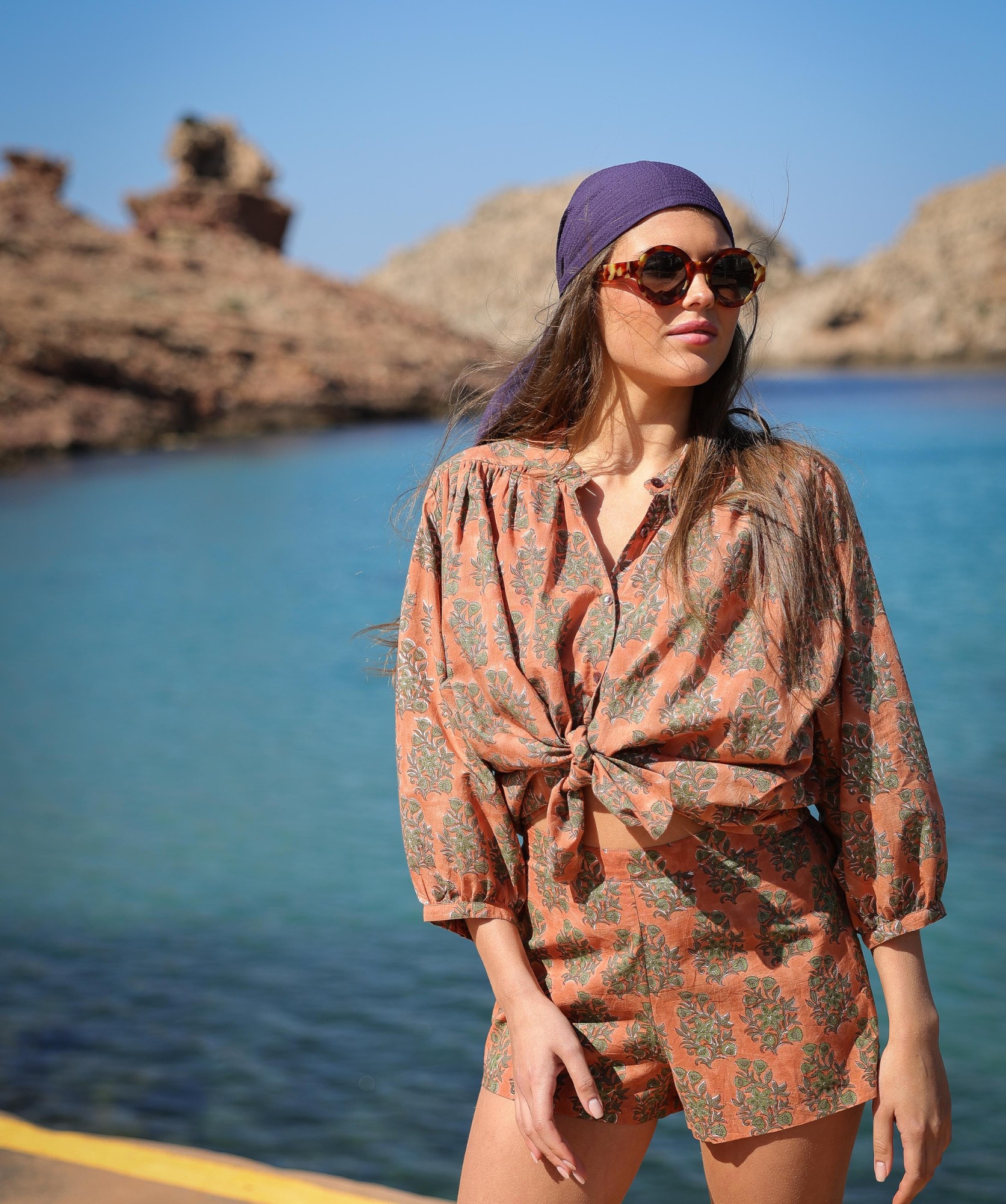 Chemise Brasilia – Imprimé block-print Jasmine terracotta