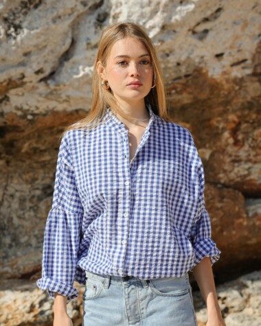 Chemise Priyana – Carreaux bleus