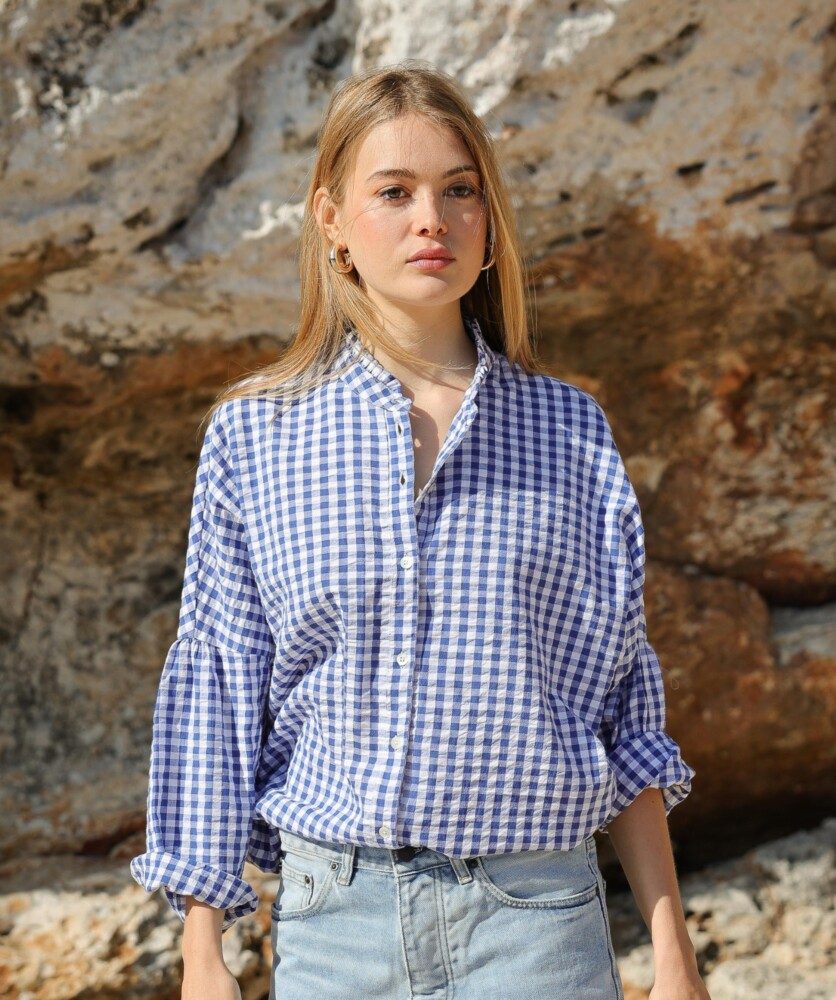 Chemise Priyana – Carreaux bleus