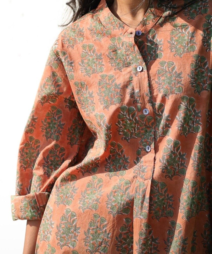 Robe April – Imprimé block-print Jasmine terracotta