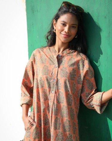 Robe April – Imprimé block-print Jasmine terracotta