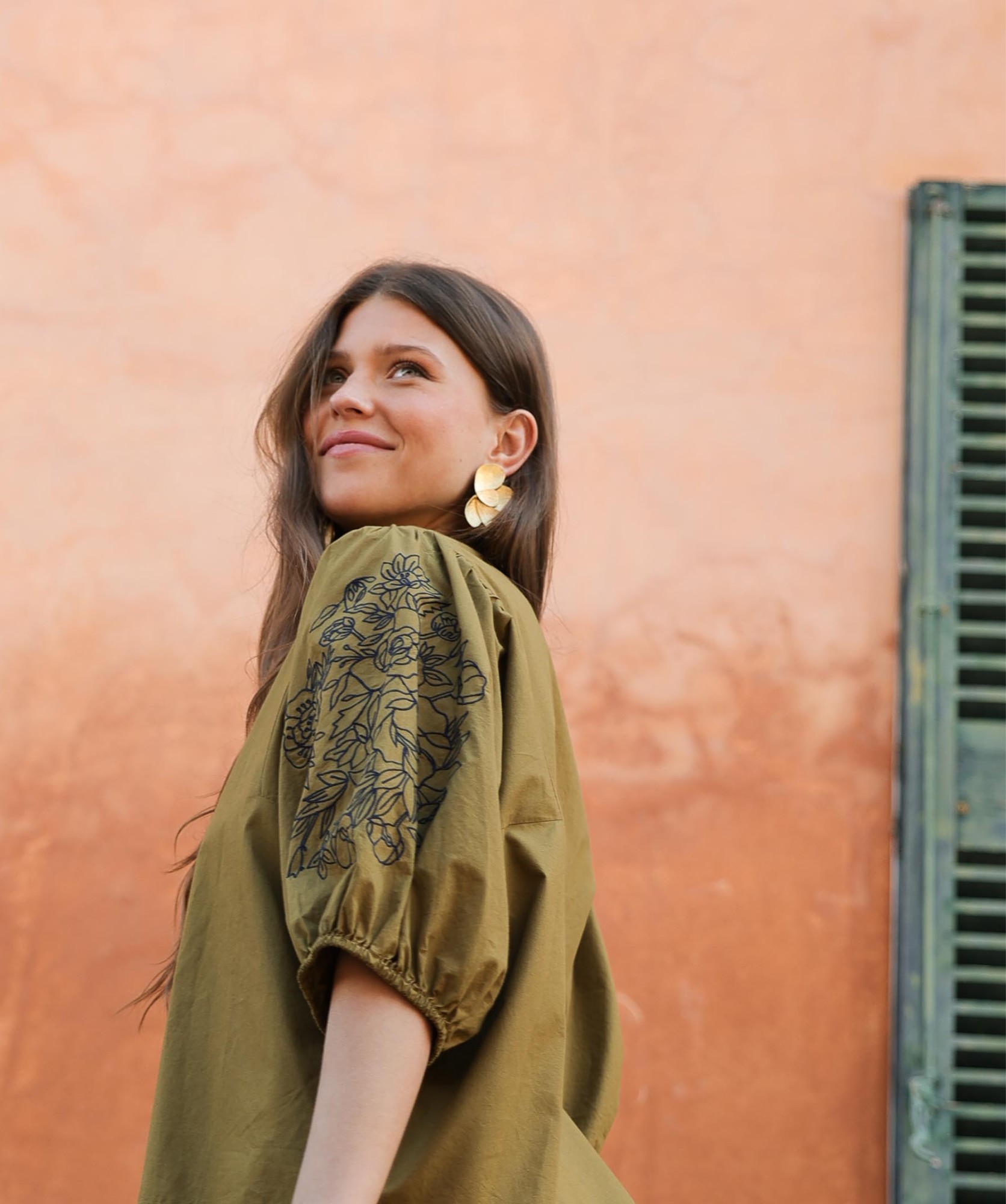 Chemise Bergame – Popeline de coton Bronze brodée