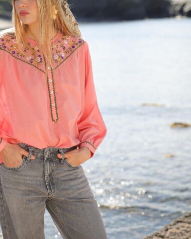 Blouse Floripa – Voile de coton corail