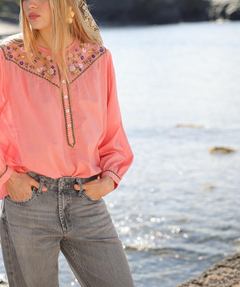Blouse Floripa – Voile de coton corail