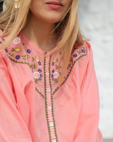Blouse Floripa – Voile de coton corail