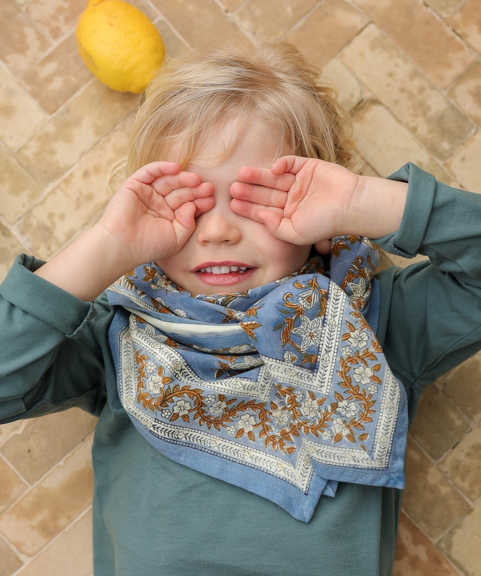 Foulard grand format – Jasmine Bleu Orage
