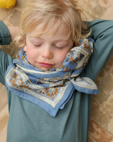 Foulard grand format – Jasmine Bleu Orage