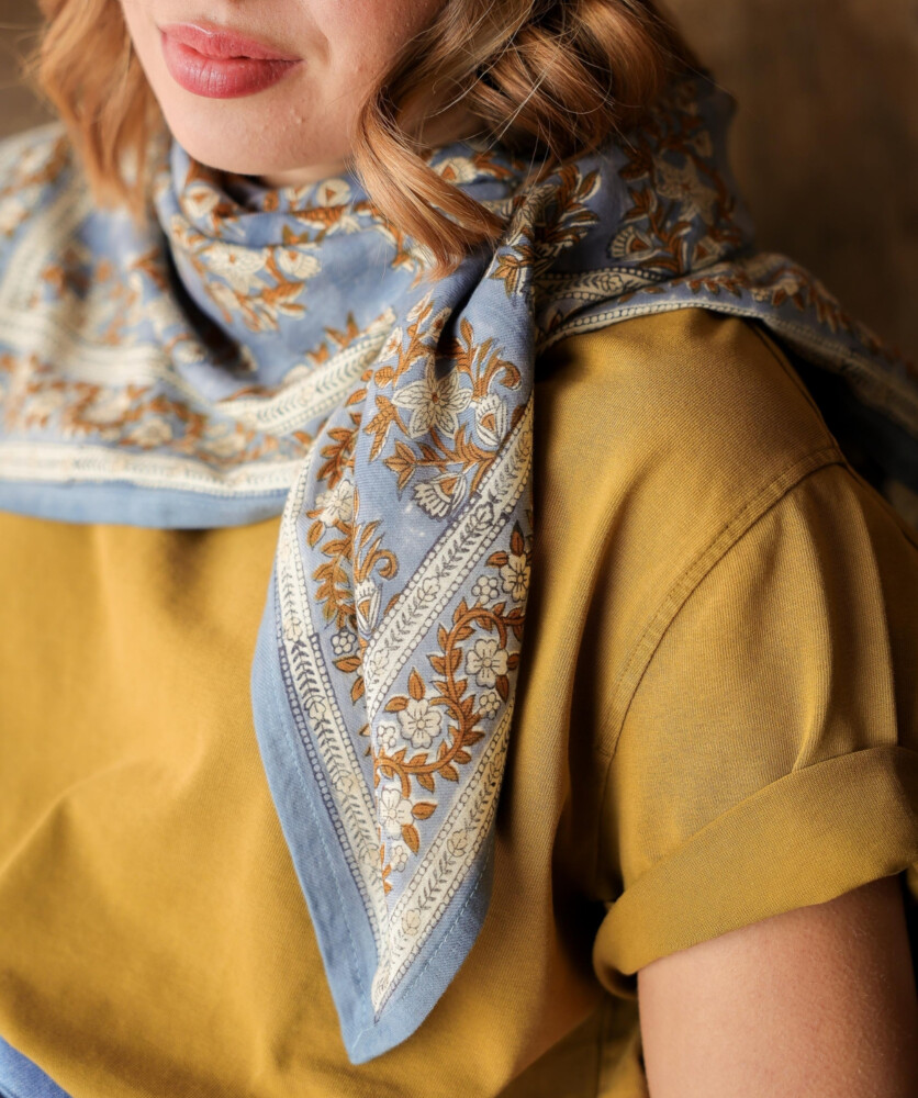 Foulard grand format – Jasmine Bleu Orage