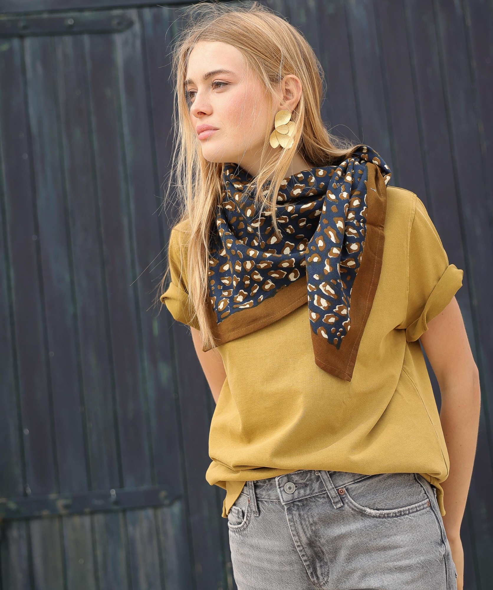 Foulard grand format – Léopard Navy