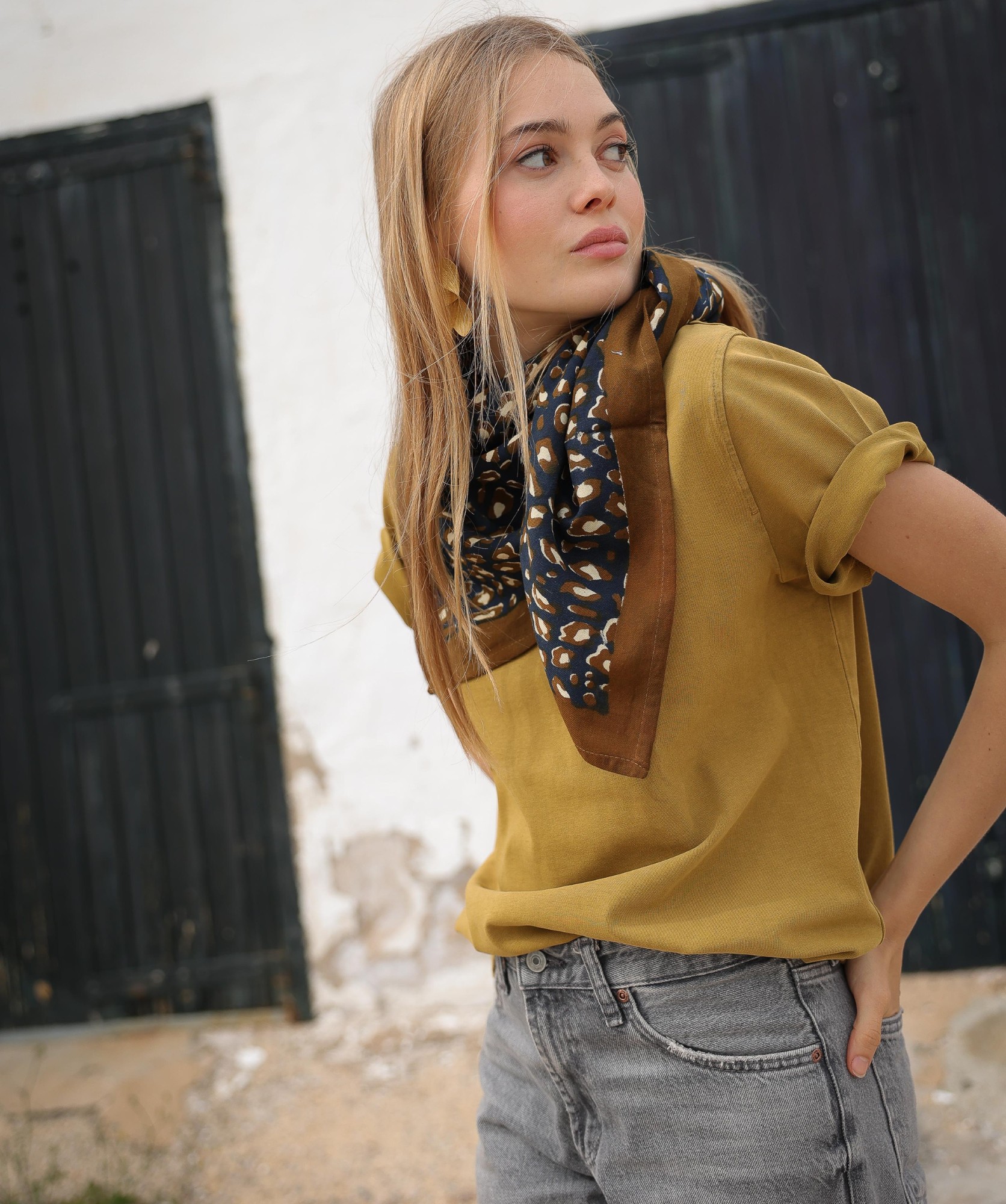 Foulard grand format – Léopard Navy