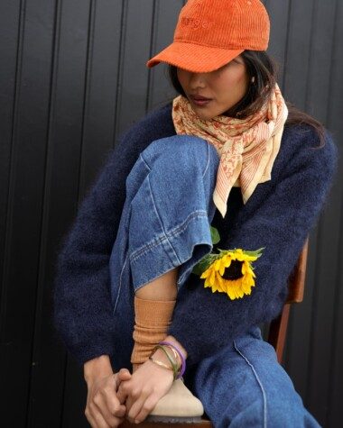 Foulard grand format – Anjali Orange Brûlée