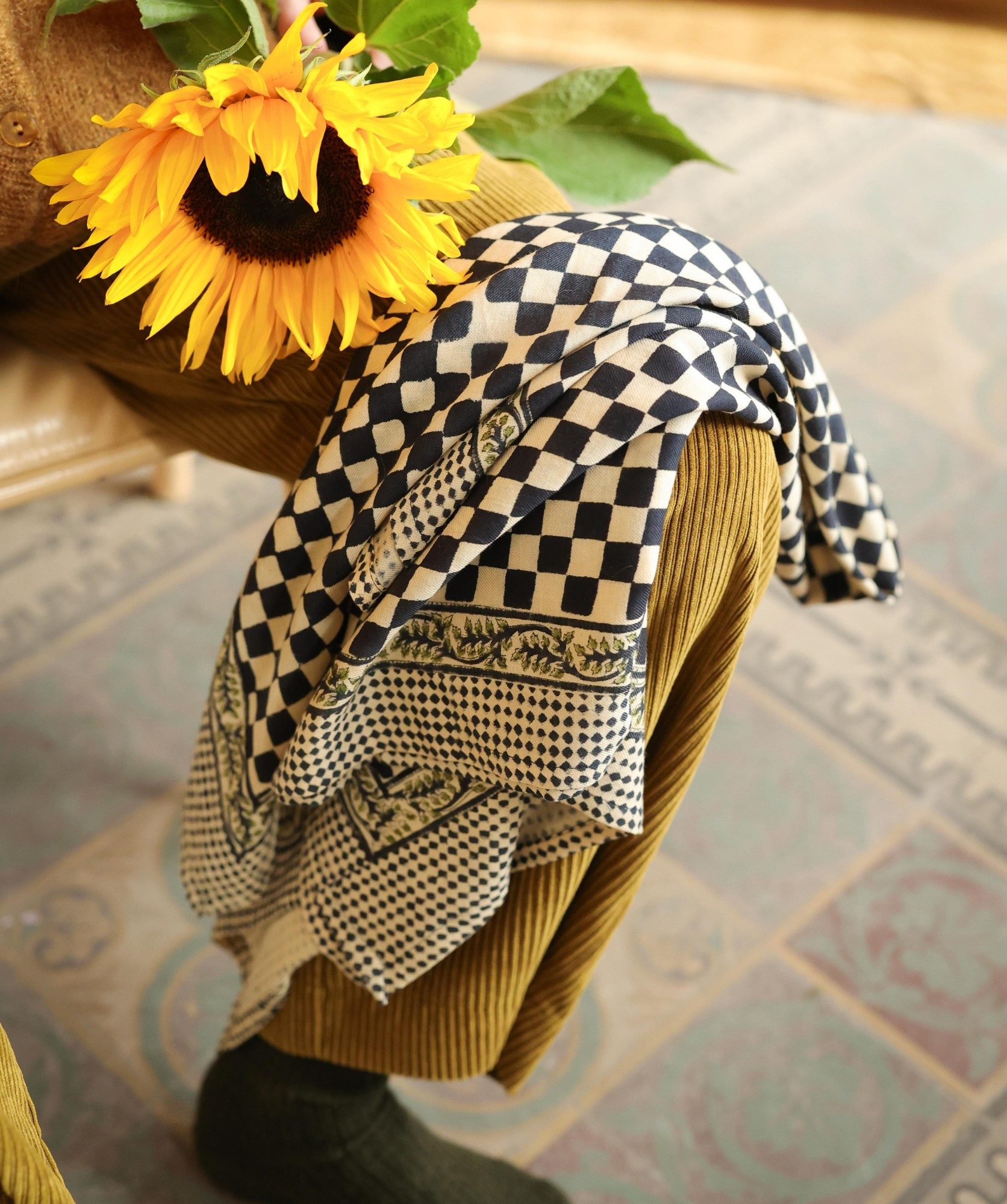 Foulard grand format – Damier Encre