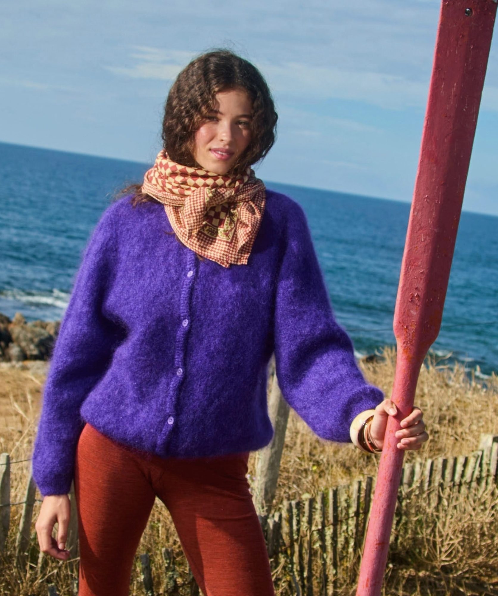 Foulard grand format – Damier Grenat