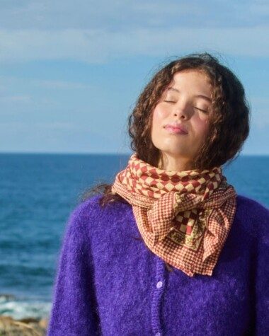Foulard grand format – Damier Grenat