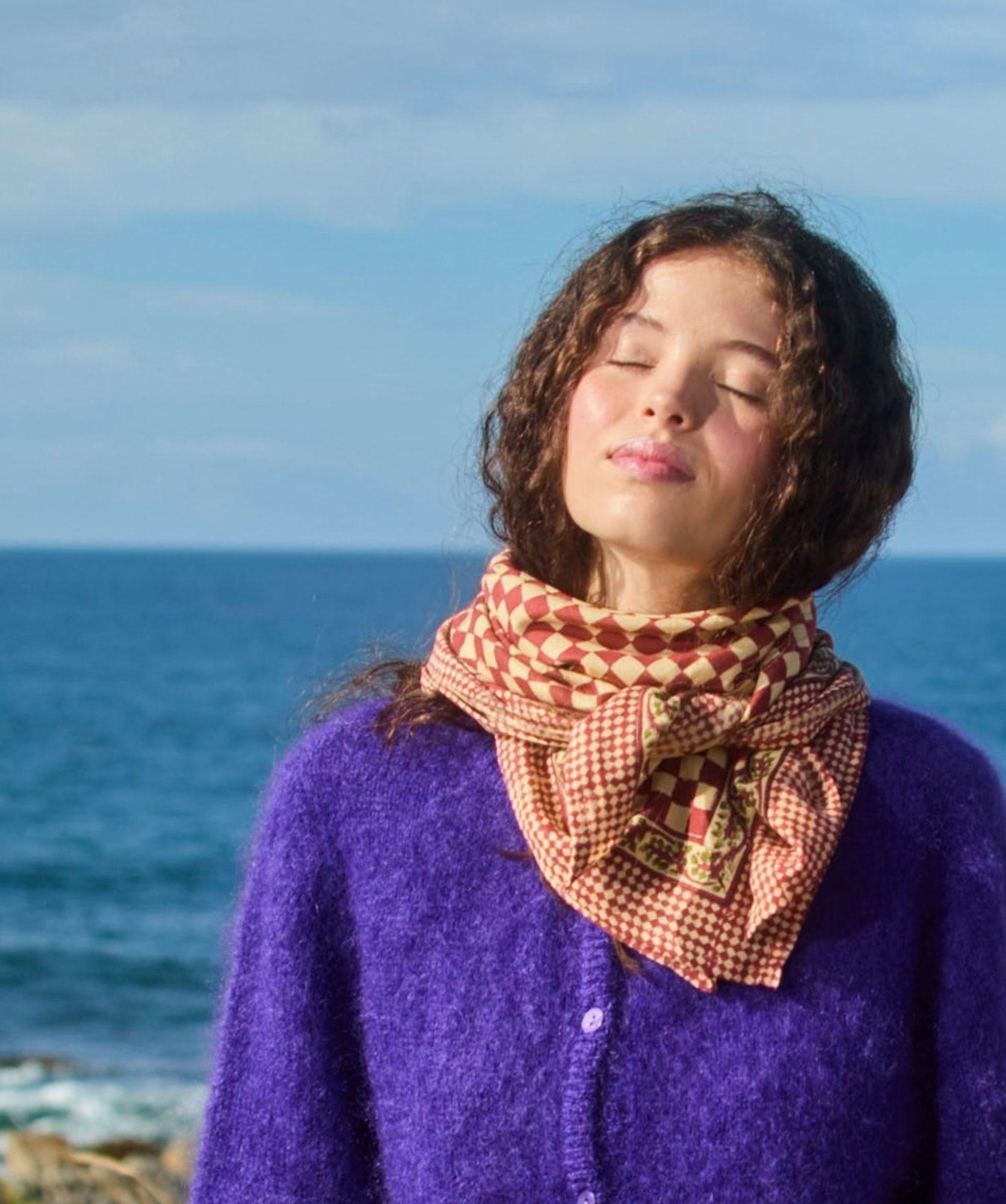 Foulard grand format – Damier Grenat