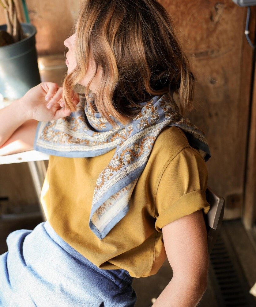 Foulard grand format – Jasmine Bleu Orage