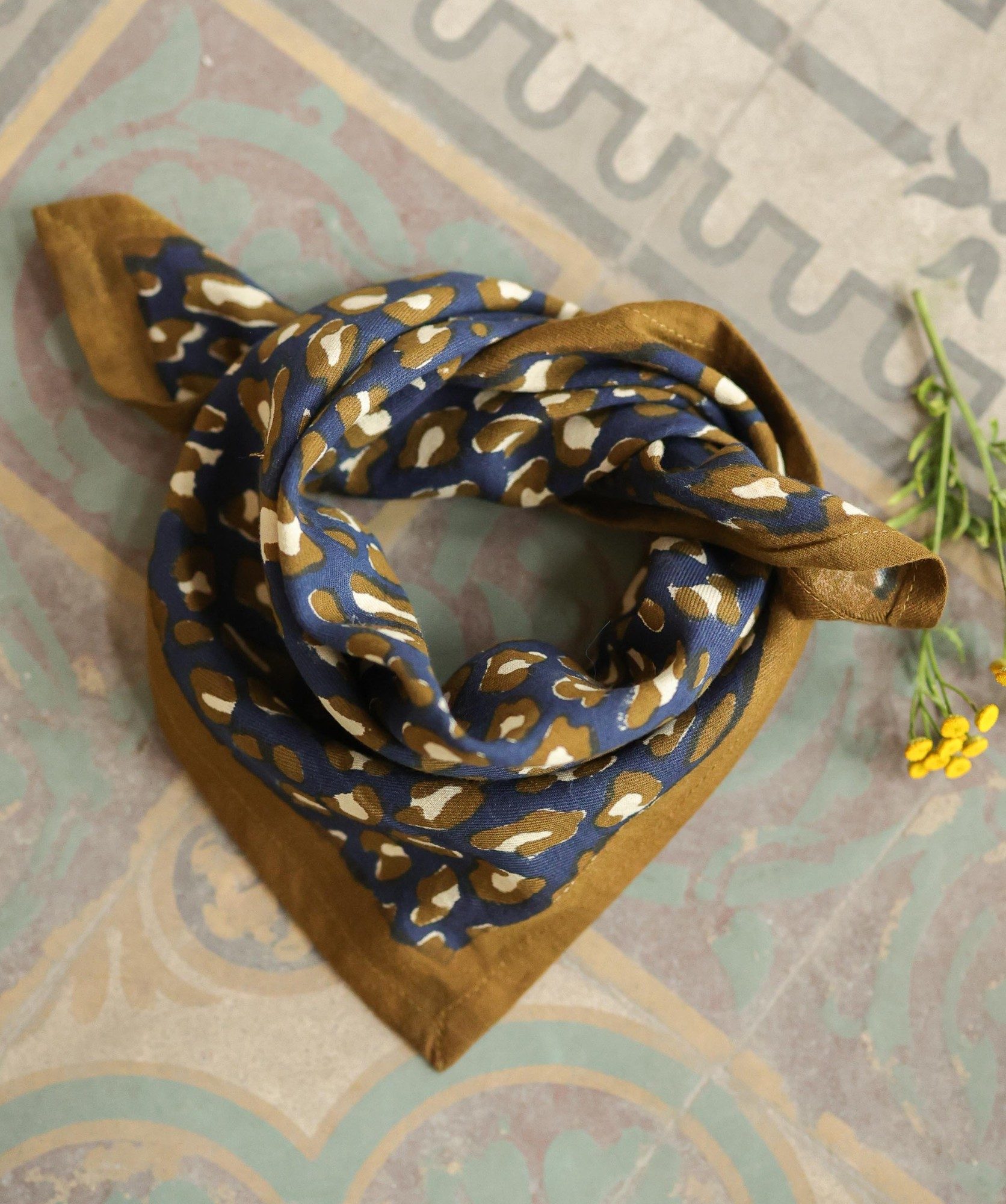 Foulard petit format – Léopard Navy